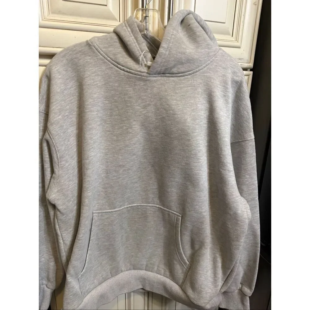 EFan Men's Heather Kangaroo Pocket Pullover Hoodie Sweatshirt Gray Medium